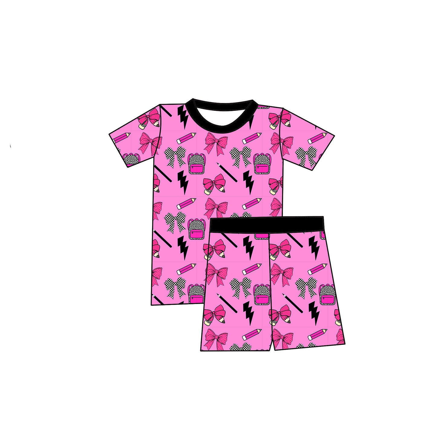 Too Pretty For School Pajama Shorts Set