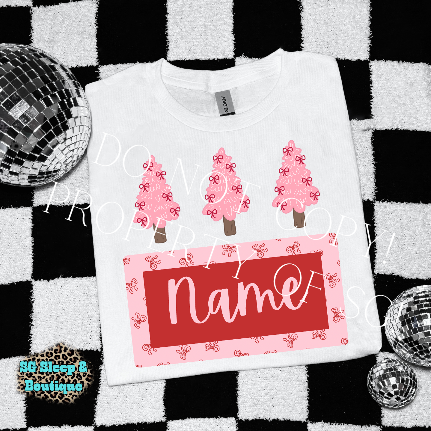 Girly Pink Christmas Custom Name PNG