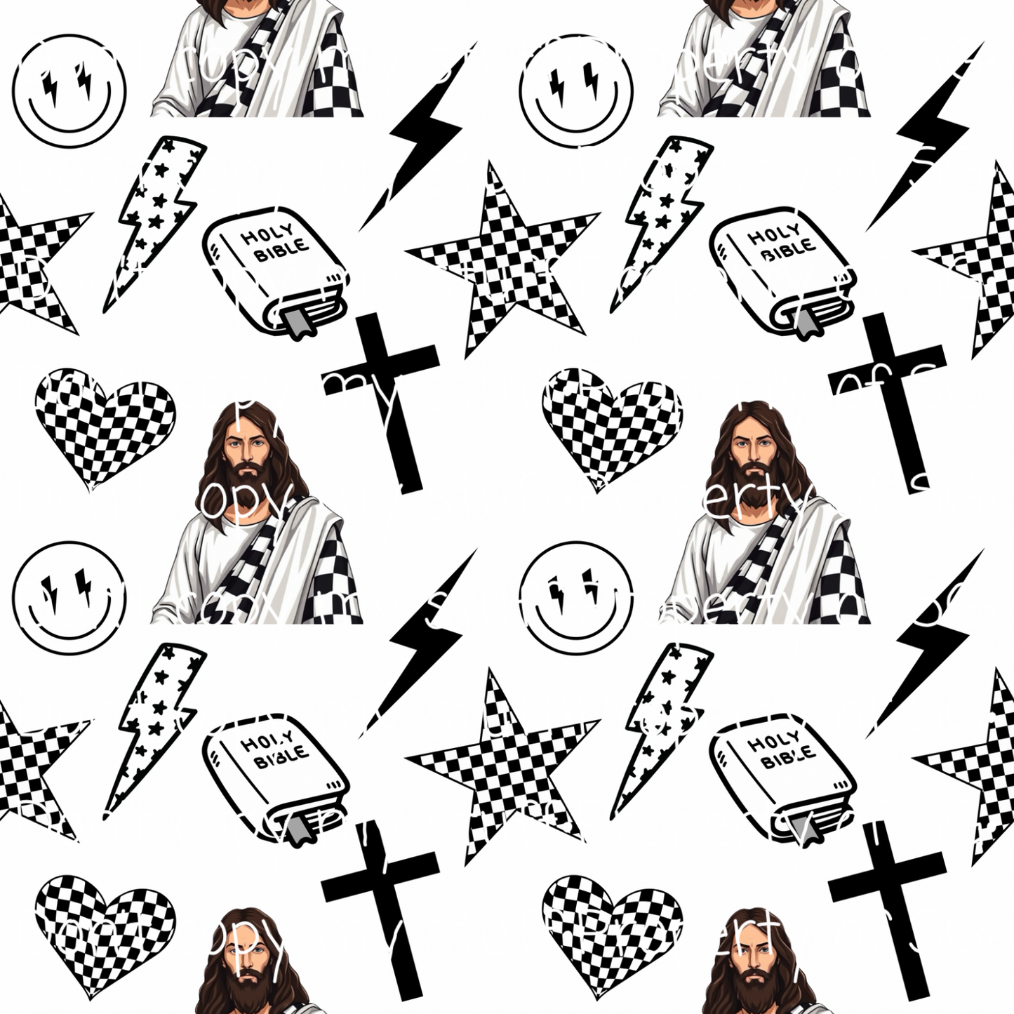 Checkered Jesus Seamless
