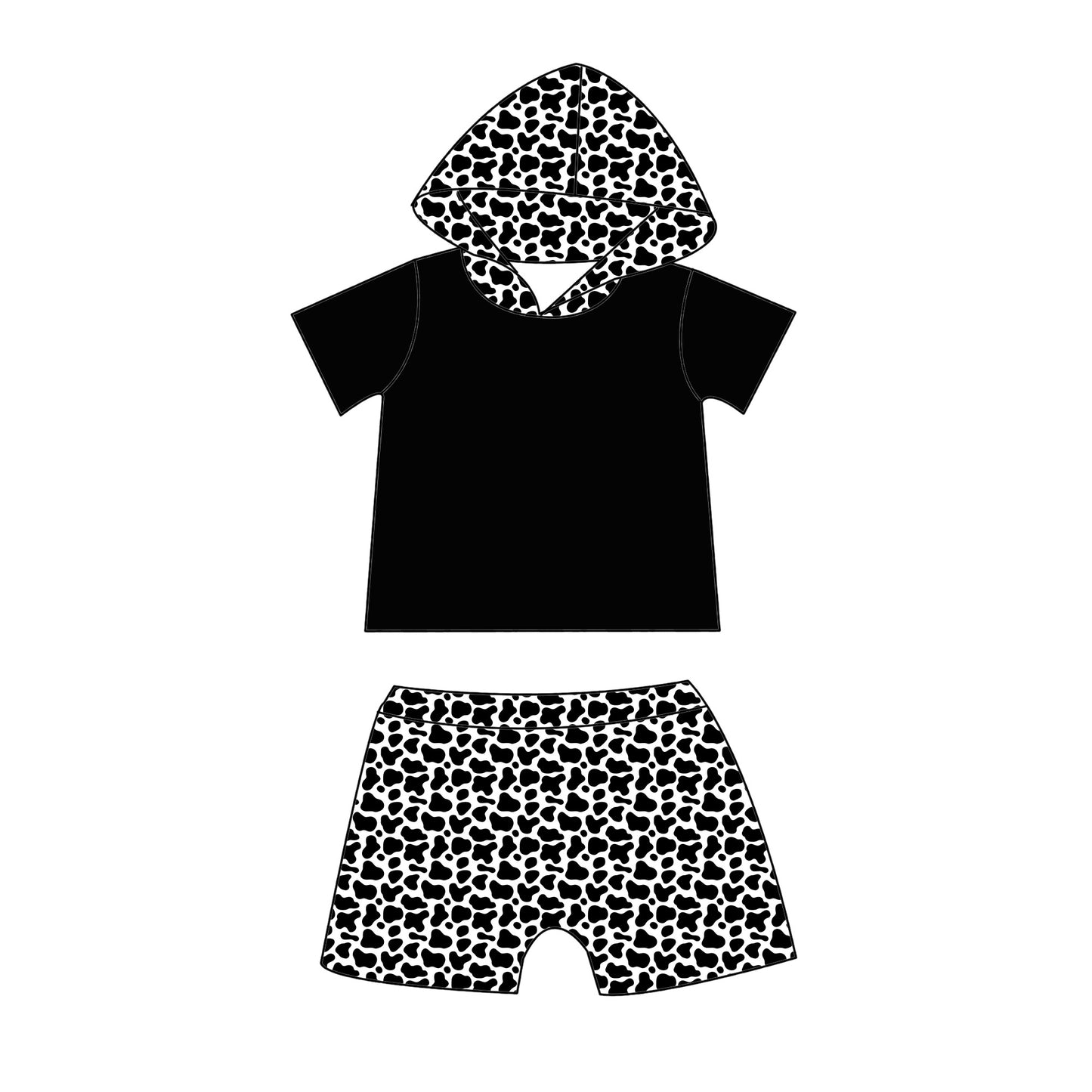 Moo Cow Hooded Shorts Set