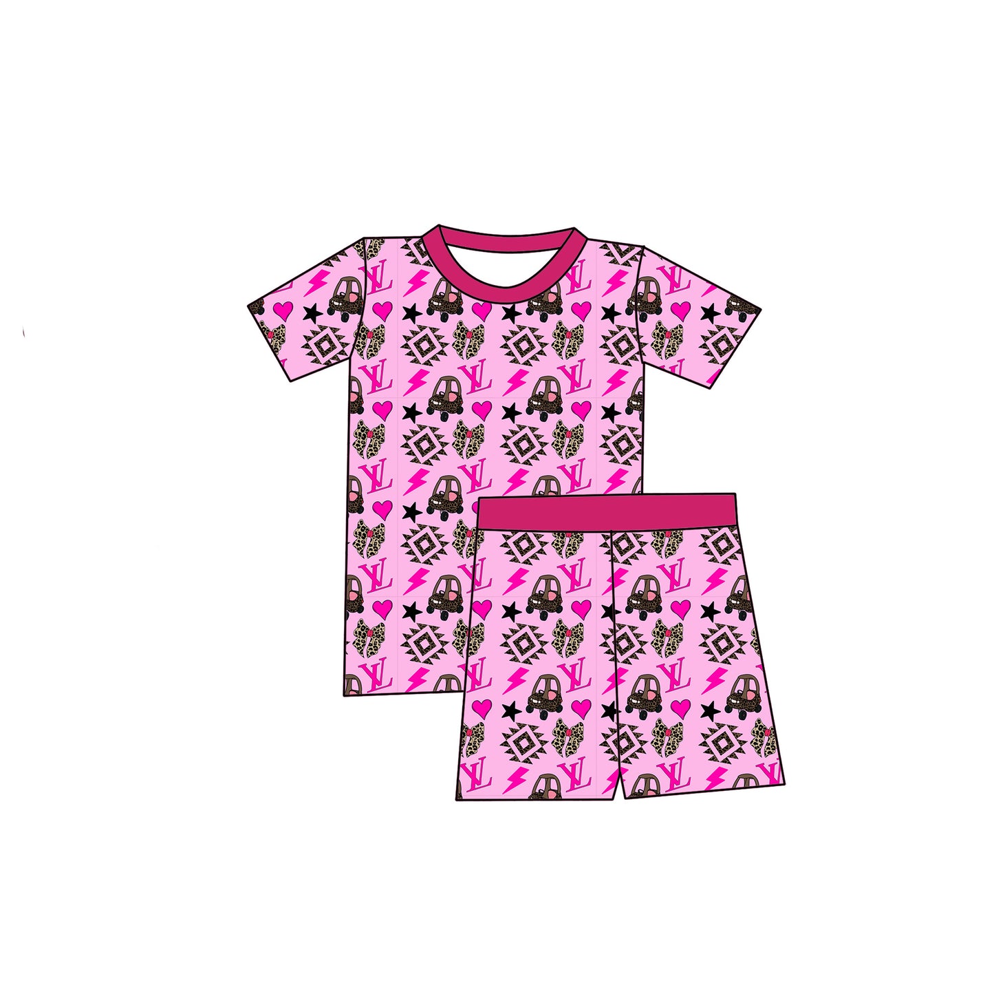 Honking In Leopard Pajama Shorts Set