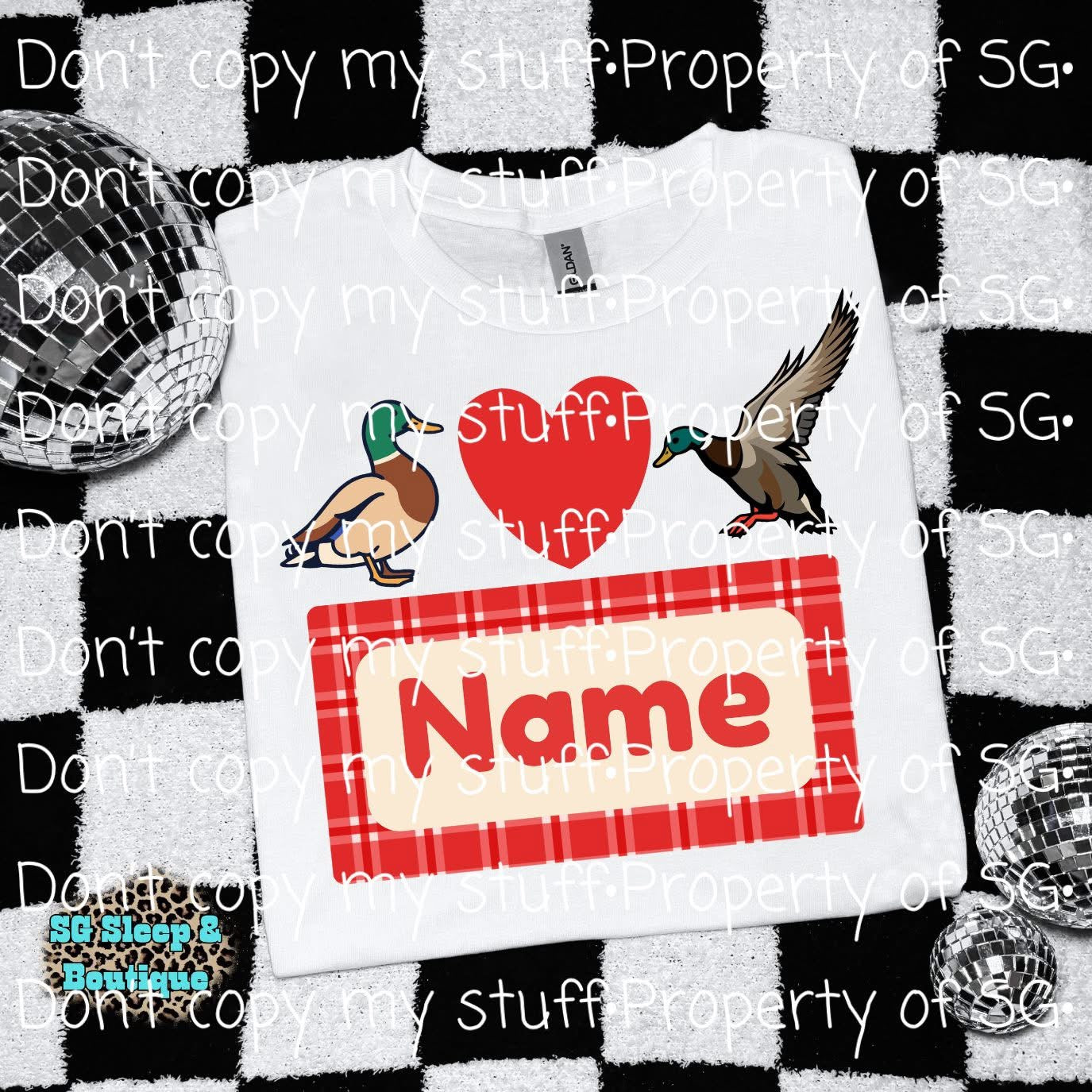 Red Valentine’s Mallard Custom Name PNG