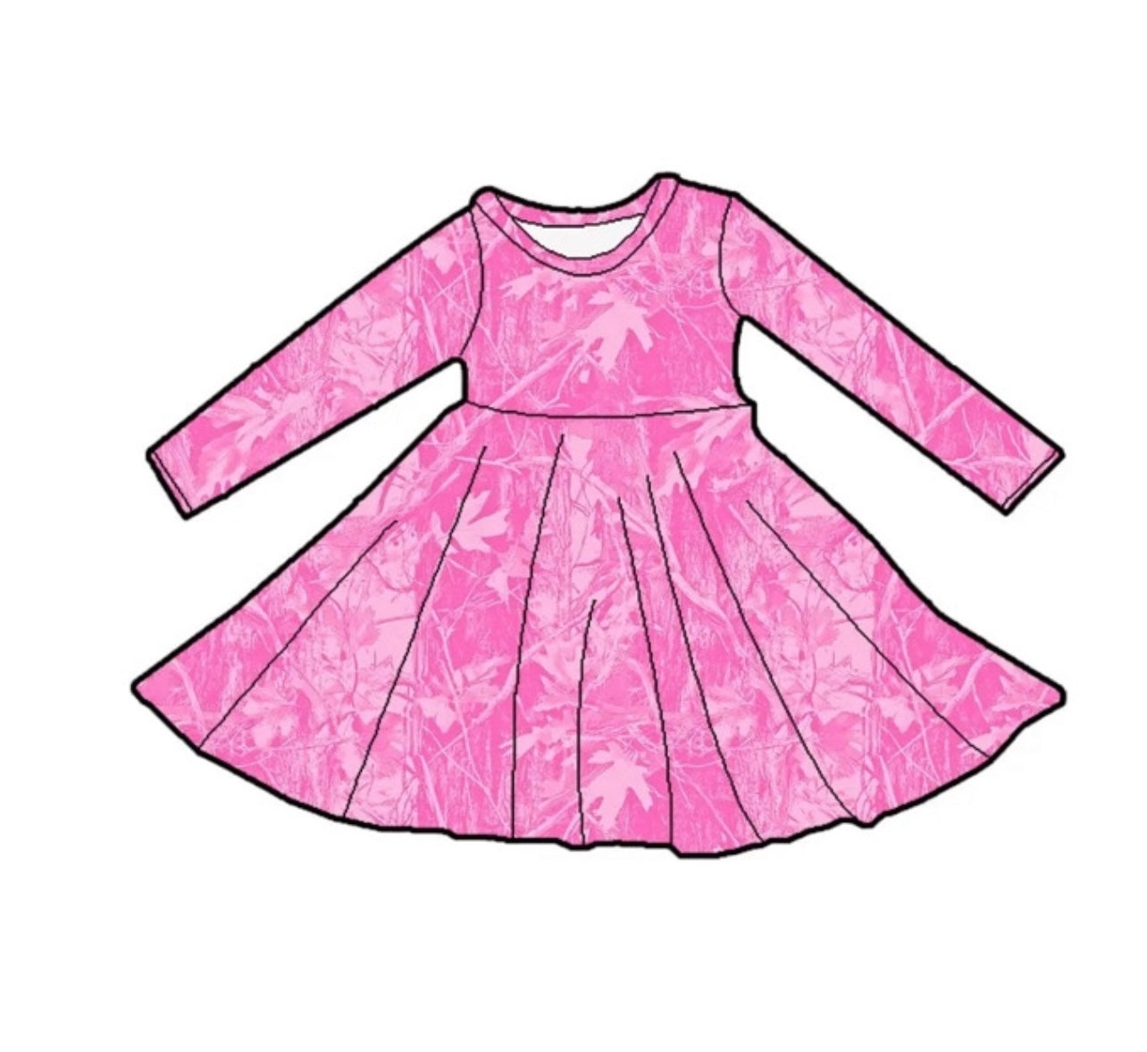 Pink Camo Long Sleeve Dress