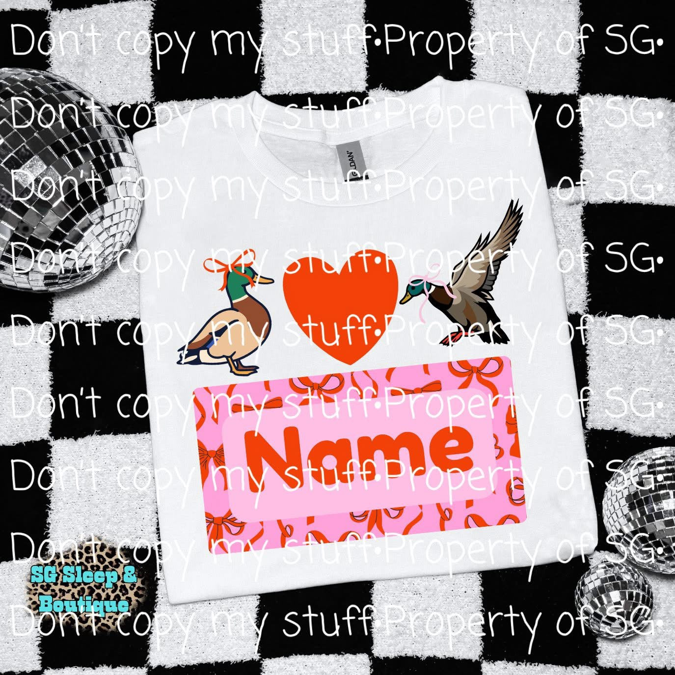 Pink Valentine’s Mallard Custom Name PNG
