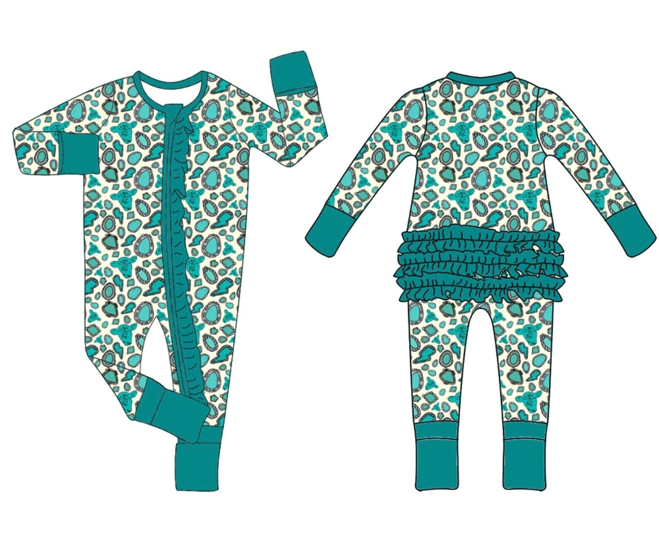 MOOre Turquoise Ruffled Zippy