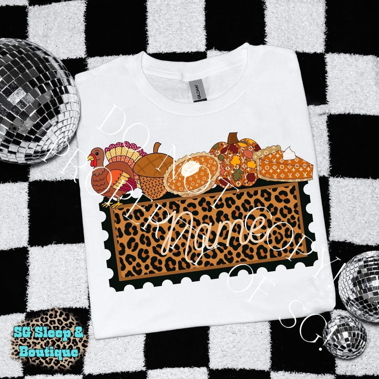 Leopard Thanksgiving Custom Name PNG