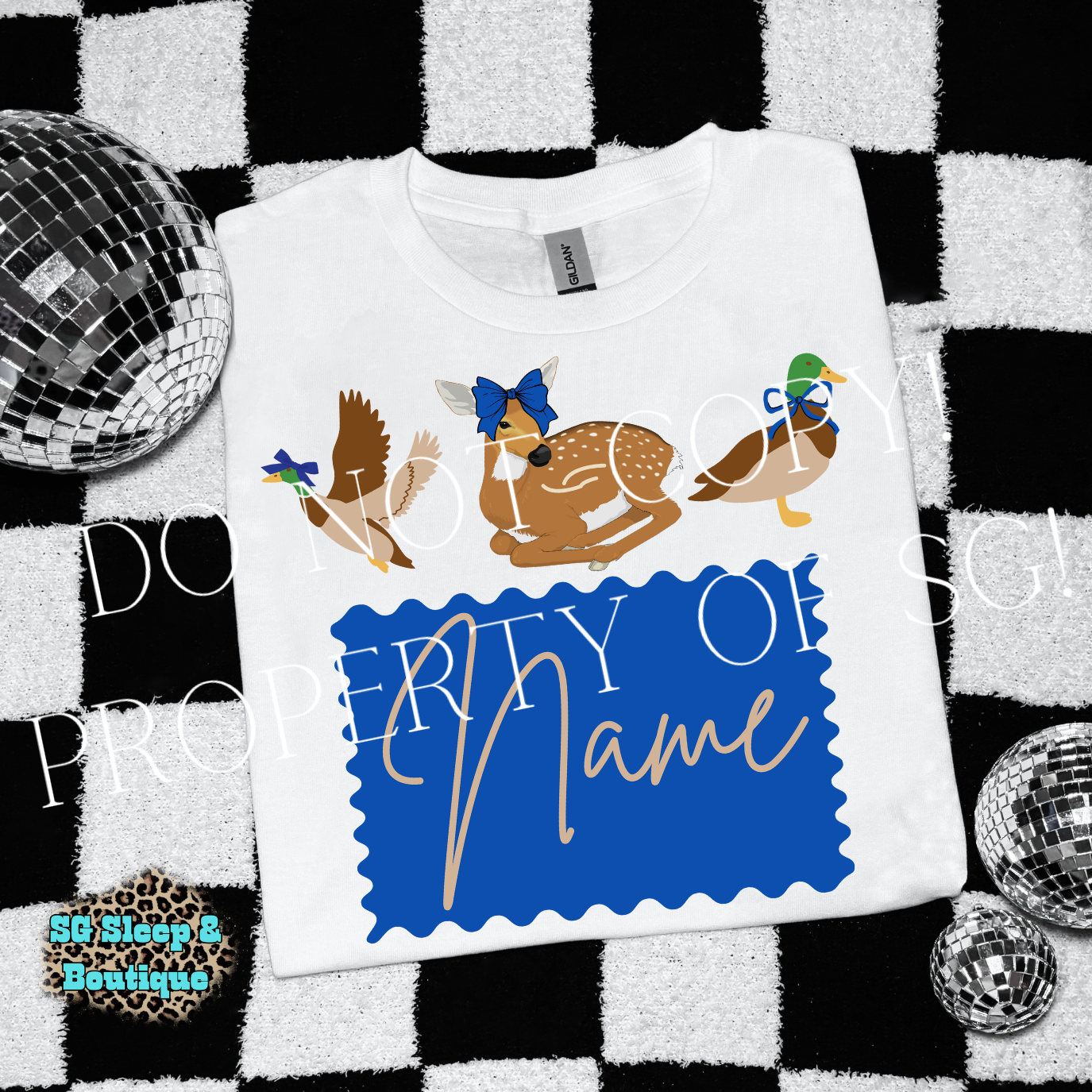 Fawn & Mallards with Bows Custom Name PNG