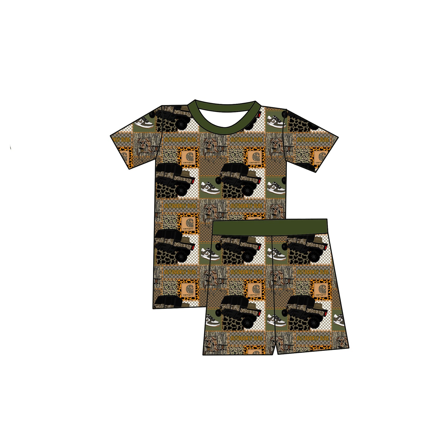 Camo Outdoors Pajama Shorts Set