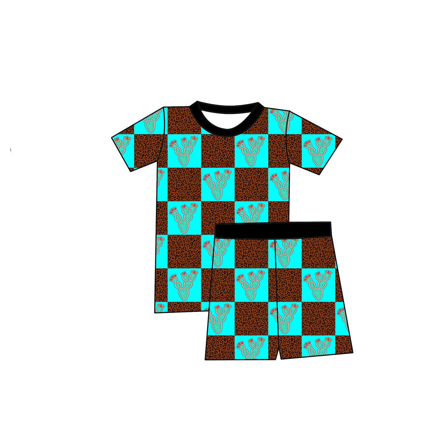 Desert Checks Pajama Shorts Set