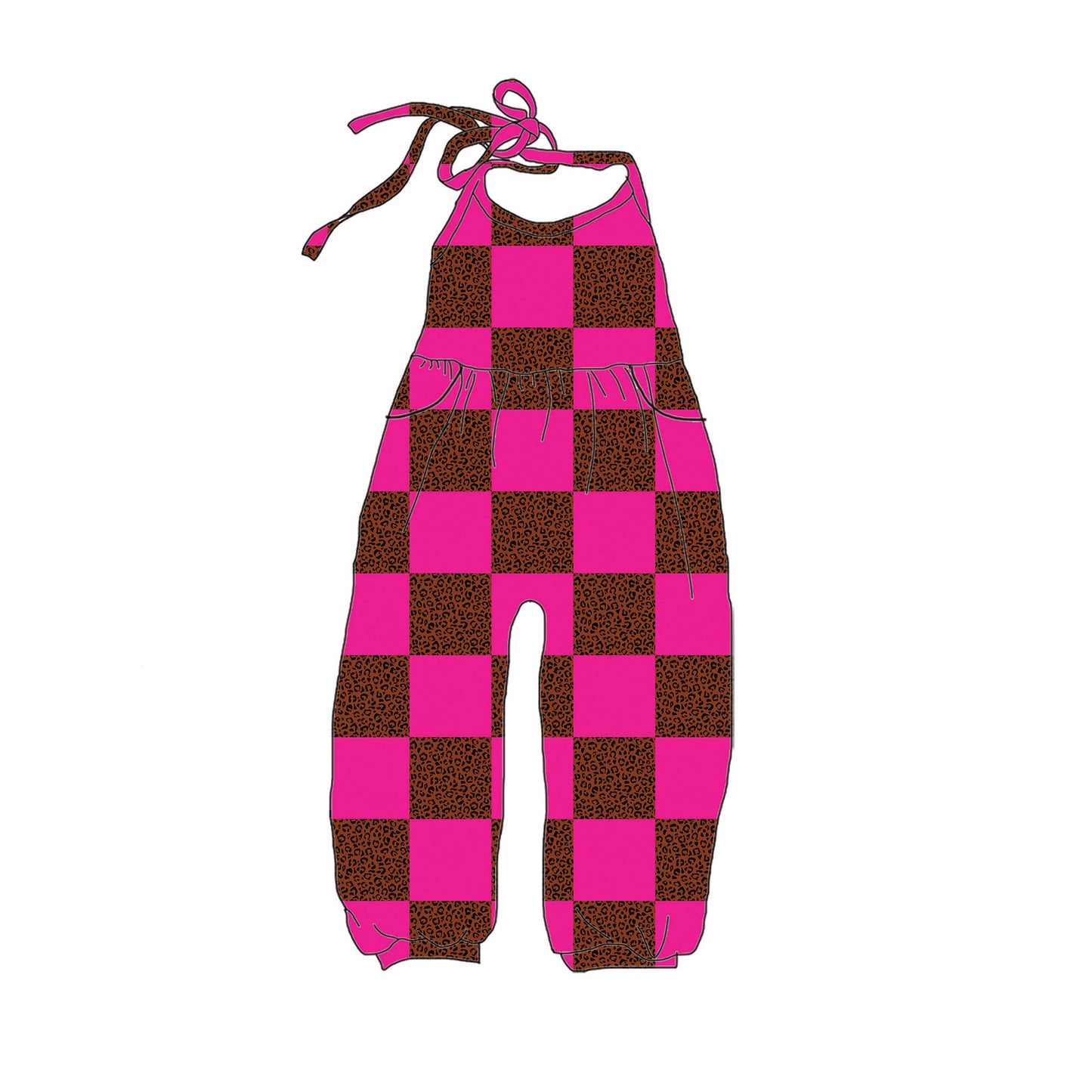 Wild Checks Halter Romper