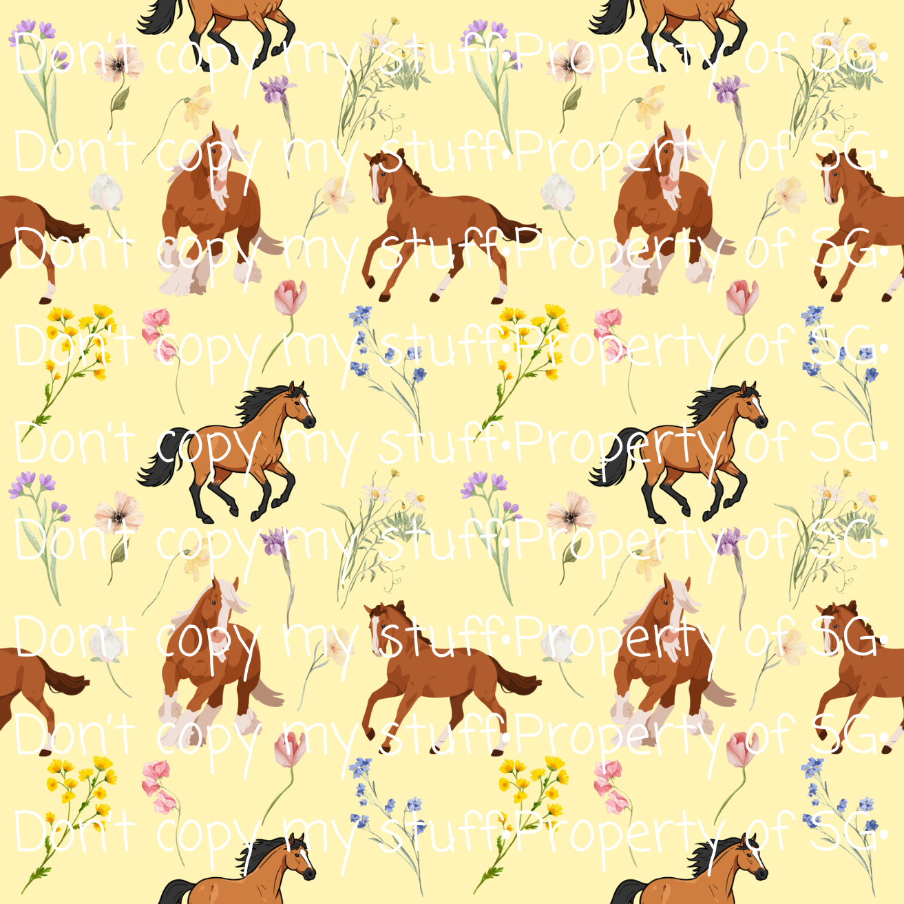 Wildflowers & Wild Horses Seamless