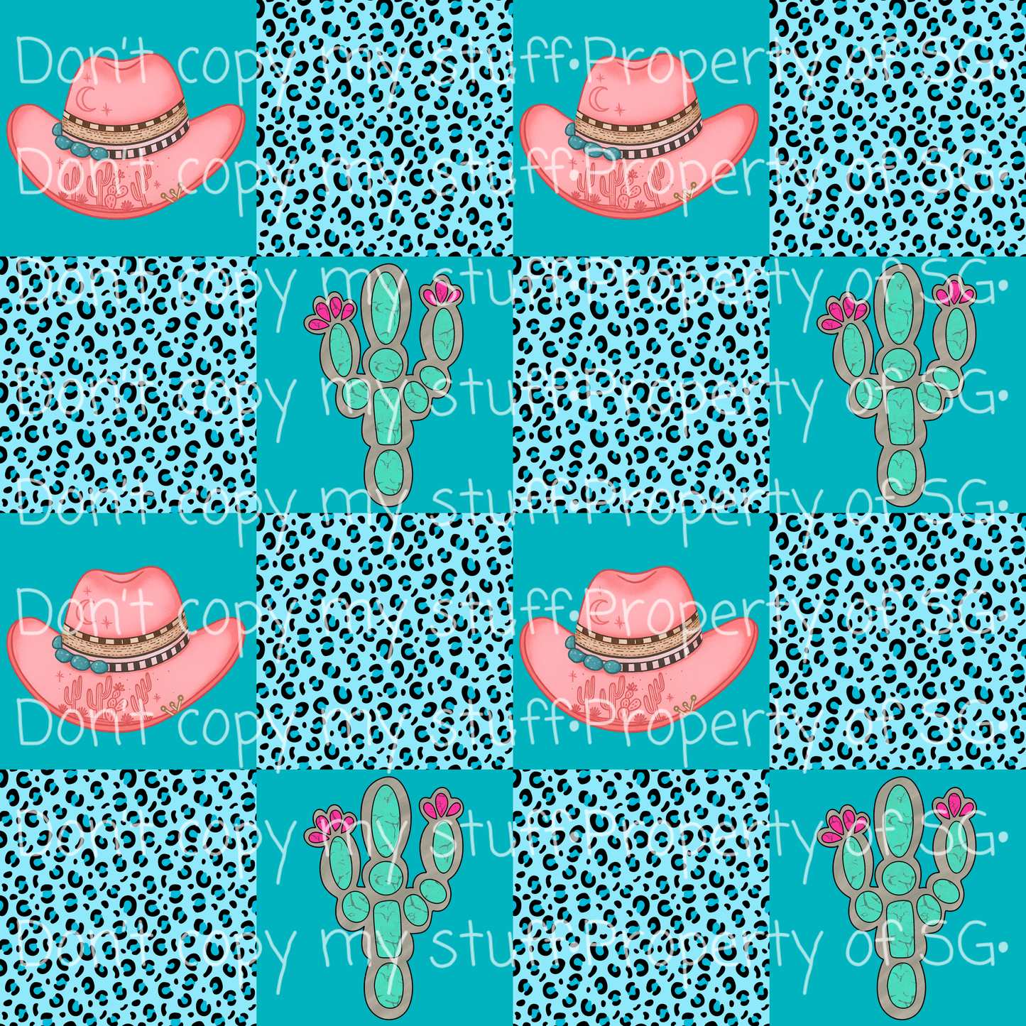 Leopard Cowgirl Checks Seamless
