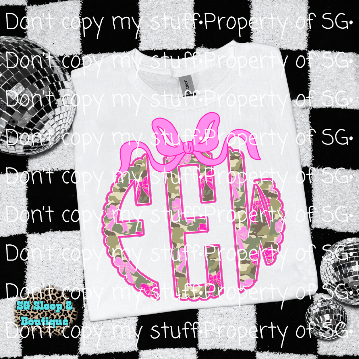 Custom Pink Camo Monogram PNG