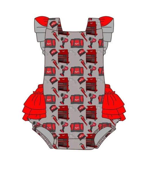 Red Tool Box 2.0 Ruffled Romper