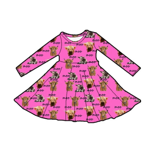 Pink Everywhere a Moo Moo Long Sleeve Dress