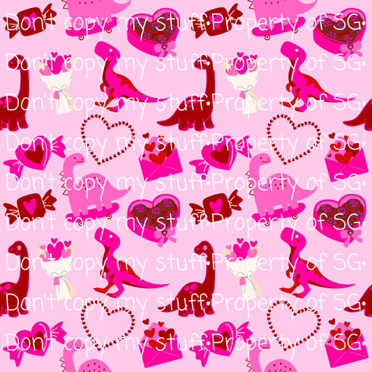 Pink Dino Valentine’s Seamless