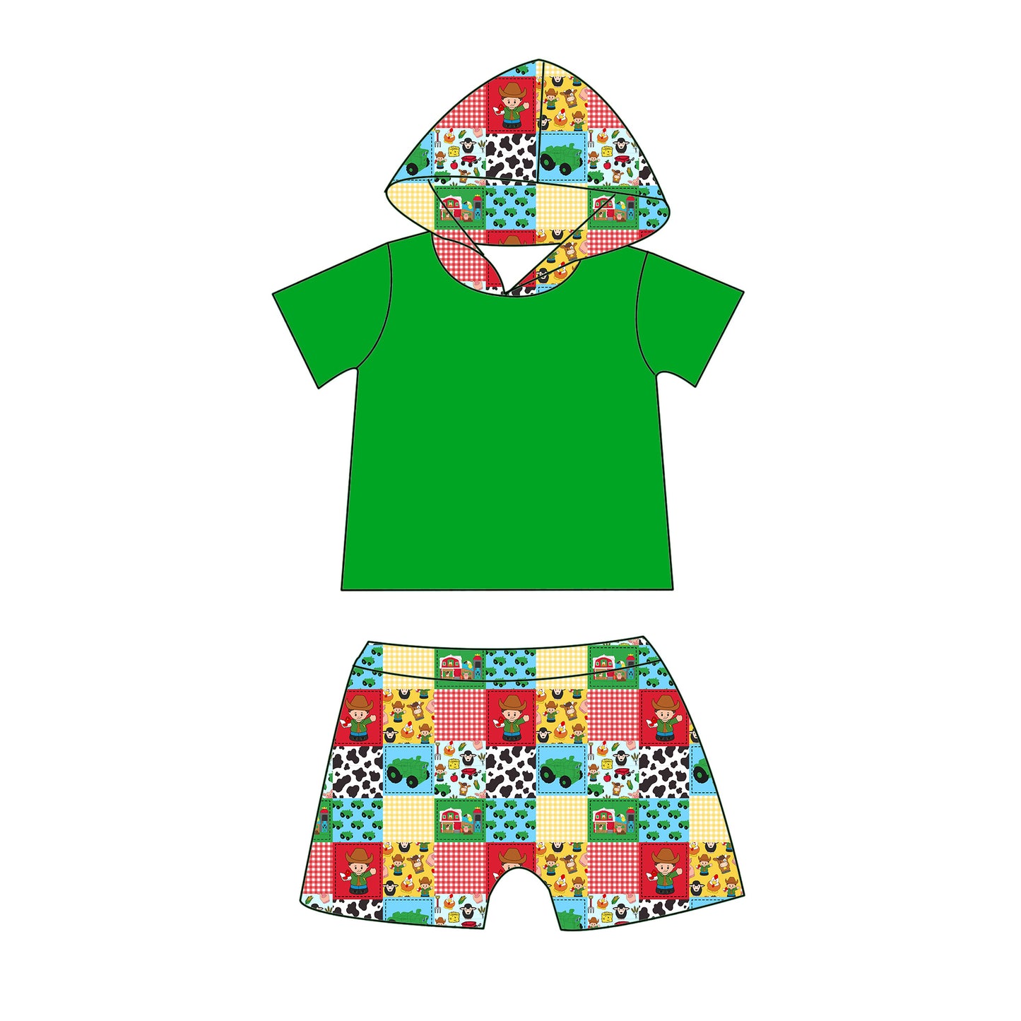 Little Farm Hooded Shorts Set