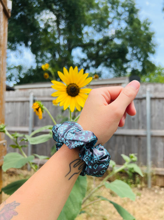 Turquoise Aztec Scrunchy