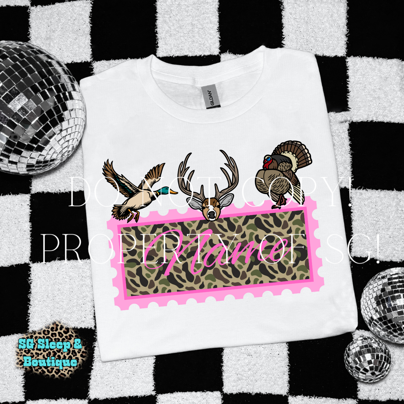 Pink Camo Hunter Custom Name PNG