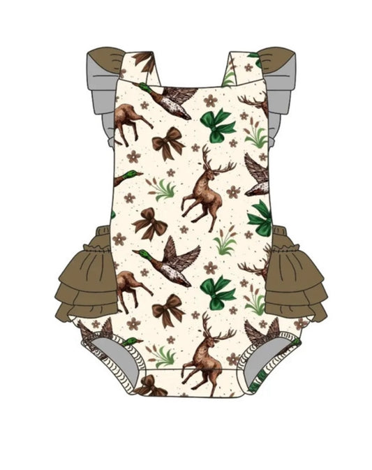 Ducks, Bucks & Bows Ruffled Romper