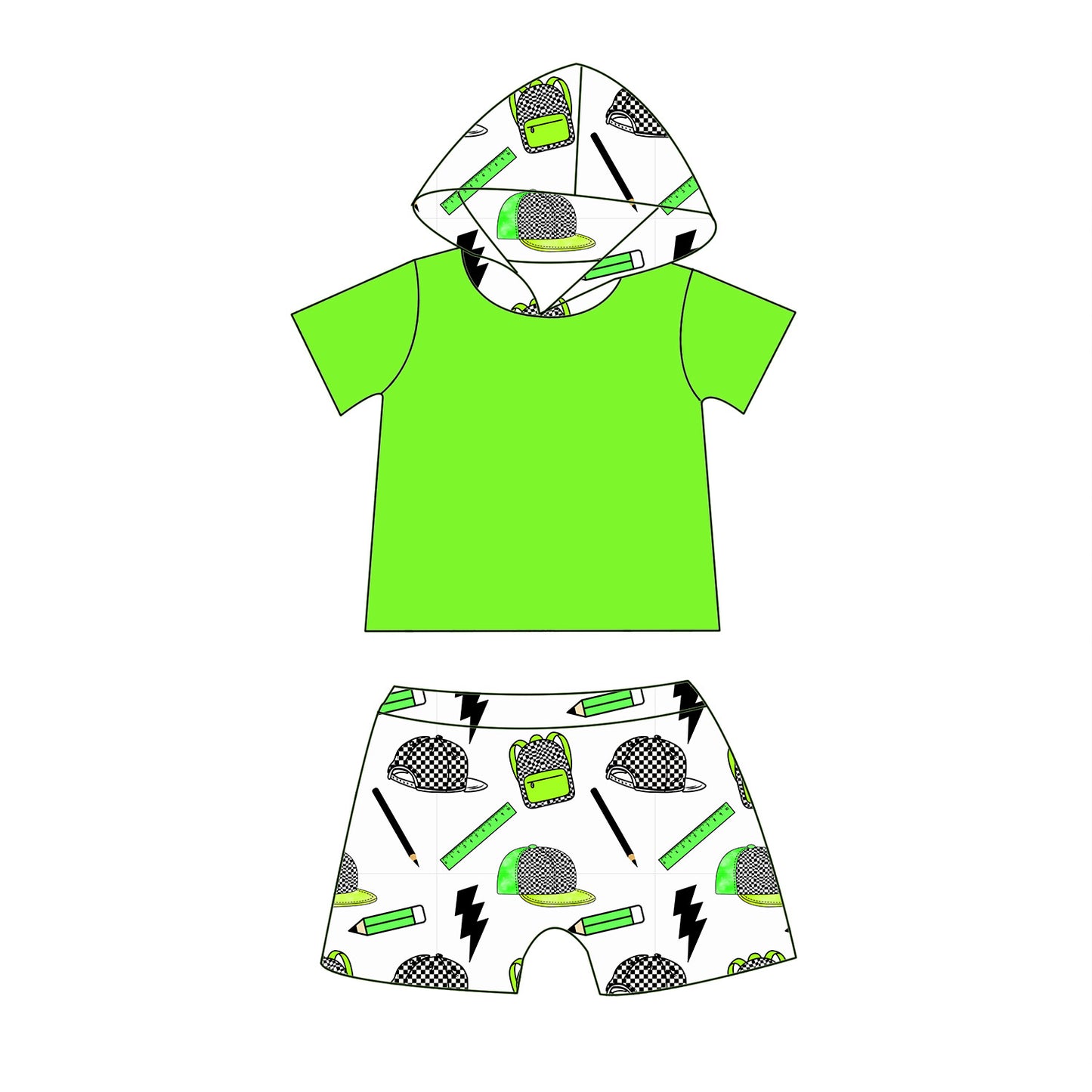 Too Cool For School Hooded Shorts Set