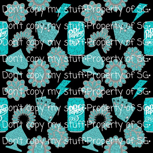Black & Turquoise Dr P Seamless