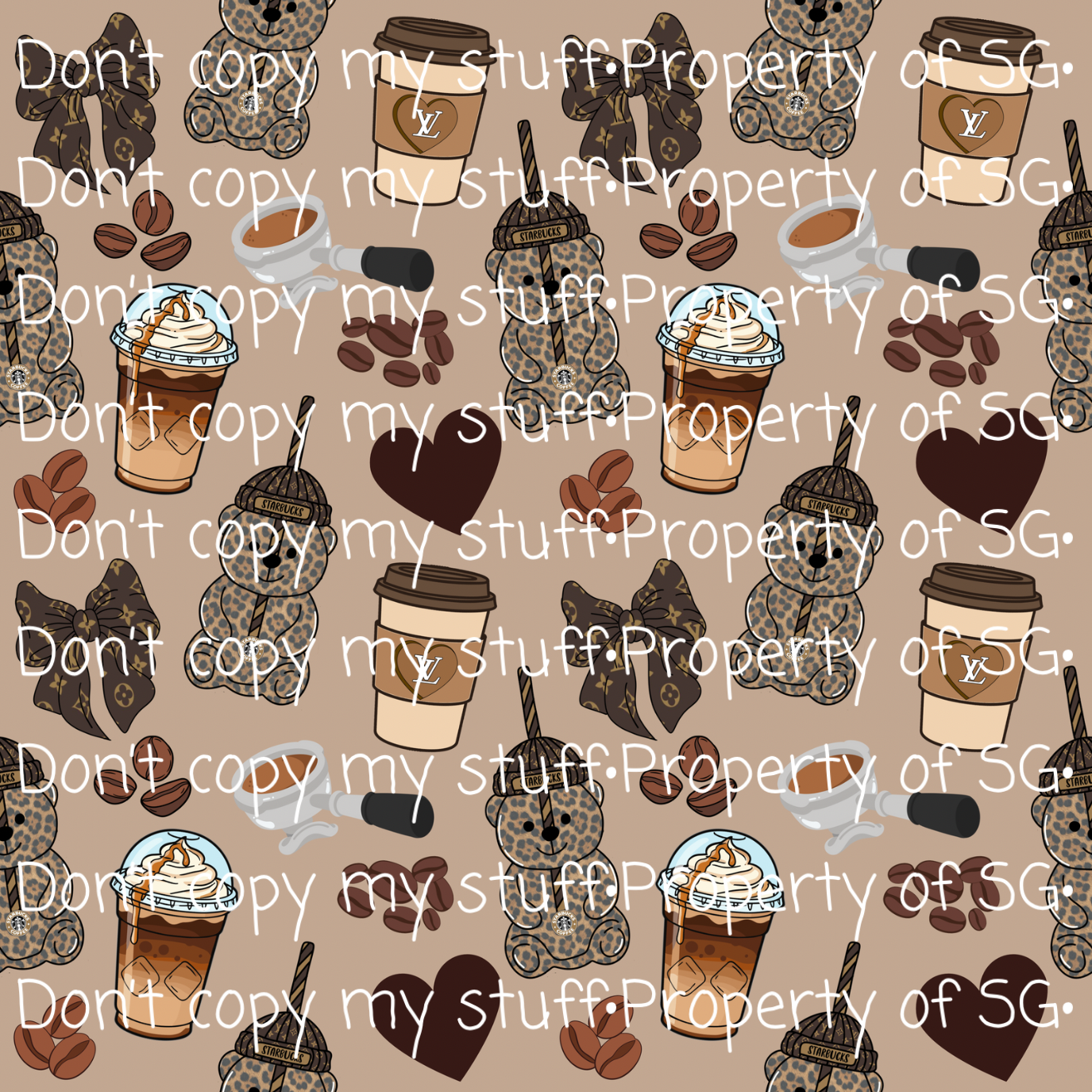 Leopard Coffee Bears Seamless