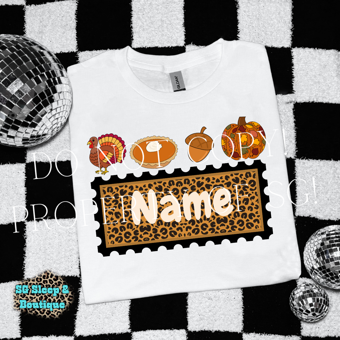 Non Boujee Thanksgiving Leopard Custom Name PNG