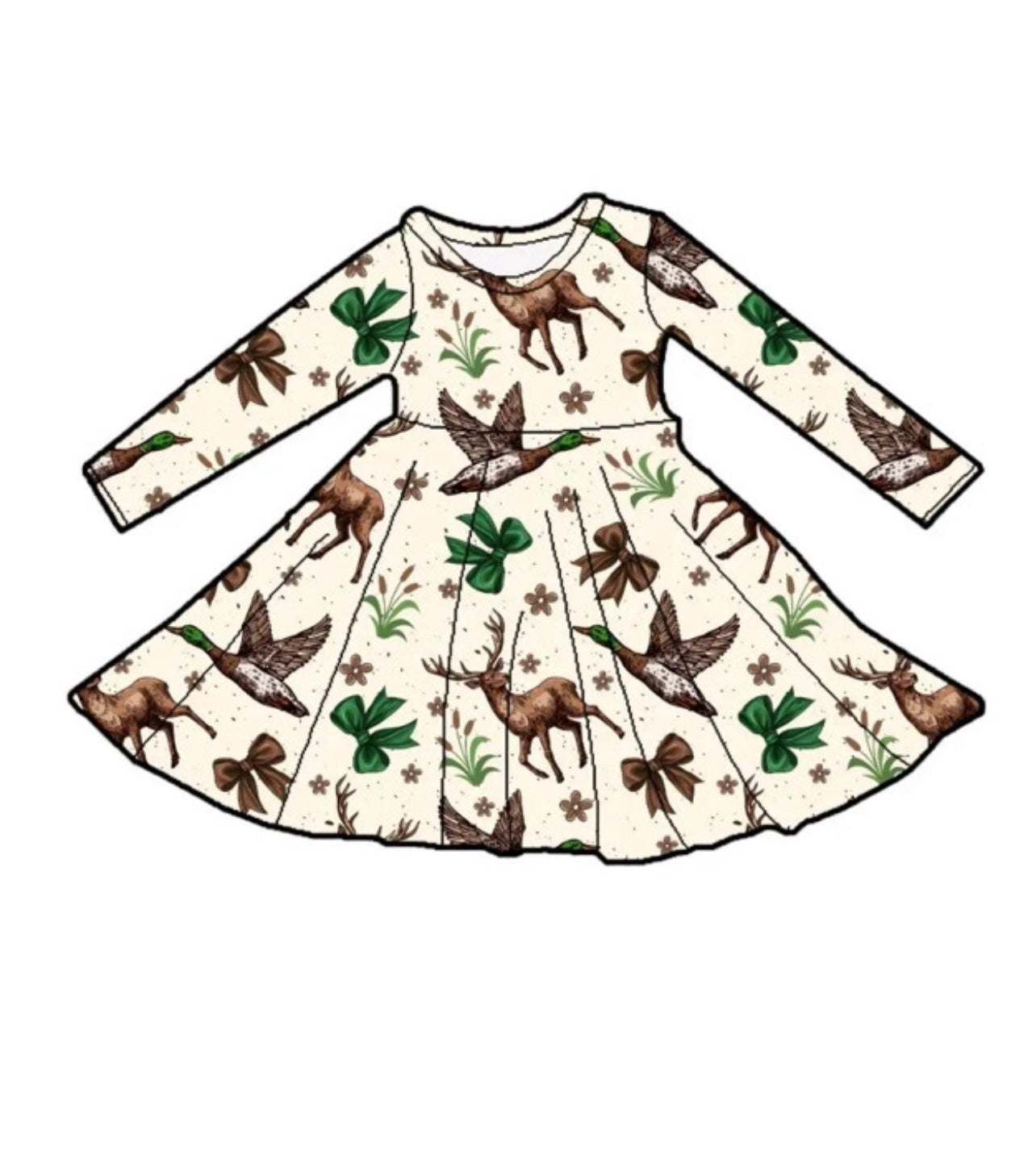 Ducks, Bucks & Bows Long Sleeve Dress
