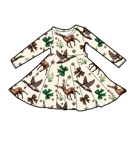 Ducks, Bucks & Bows Long Sleeve Dress