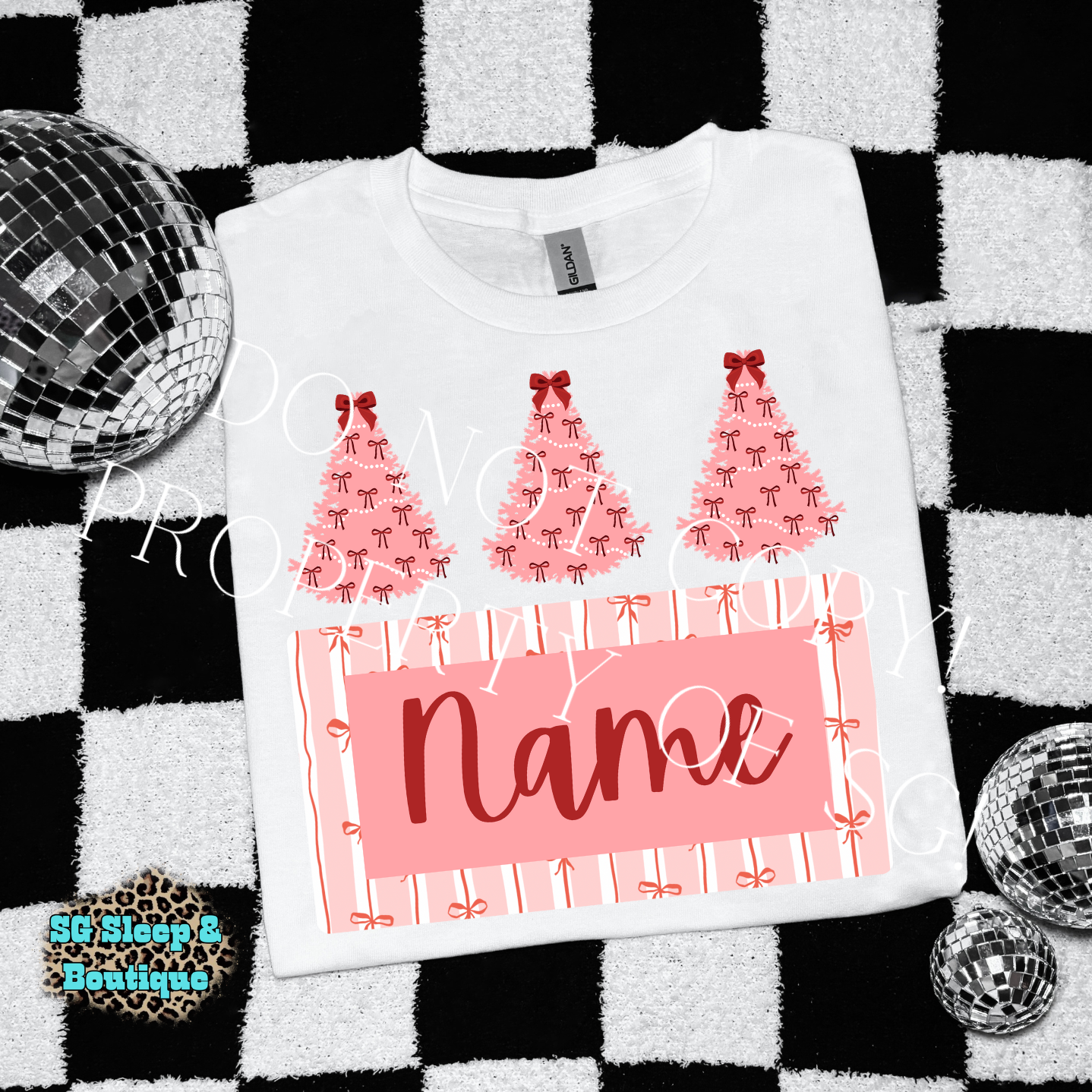 Red & Pink Christmas Custom Name PNG