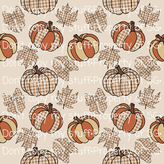 Plaid Pumpkins & Bows Seamless