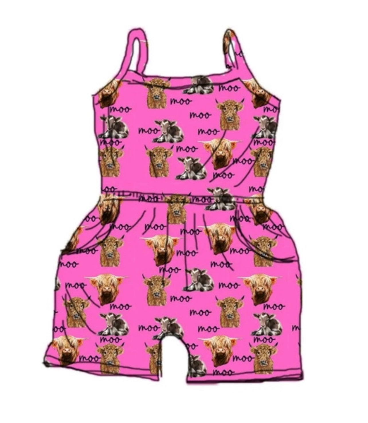 Pink Everywhere a Moo Moo Romper
