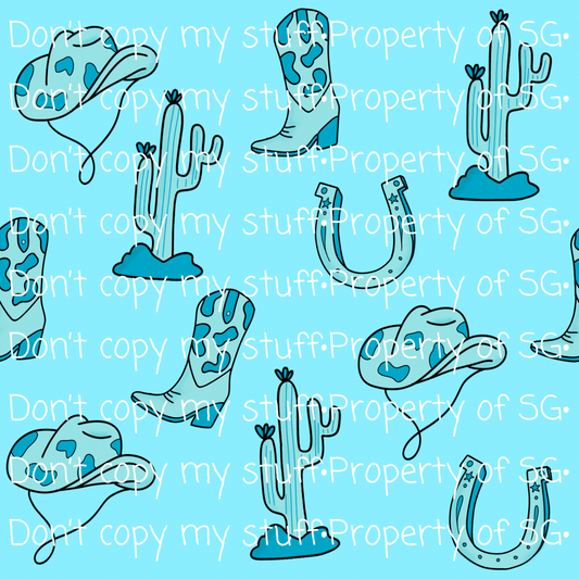 Blue Wild West Seamless