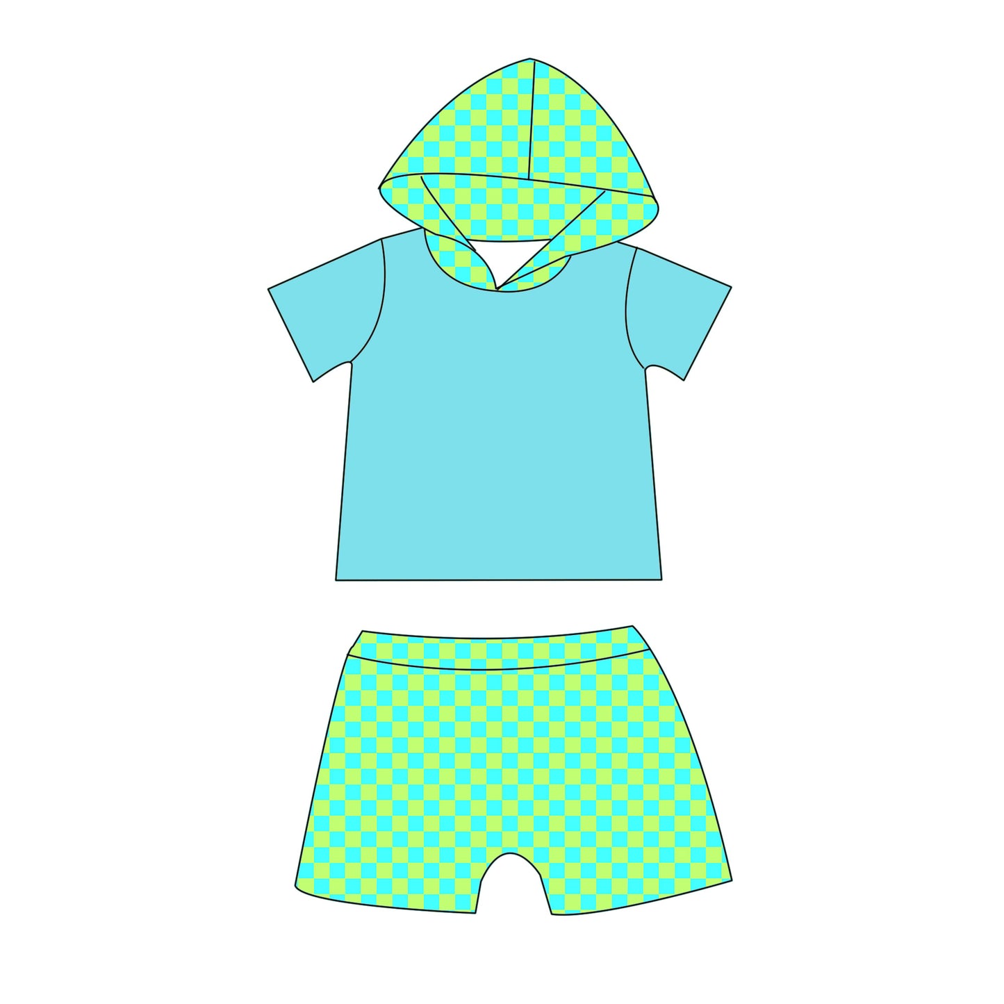 Rad Checks Hooded Shorts Set