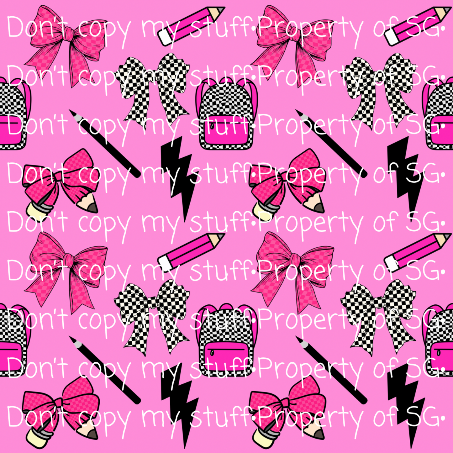 Pink Checkered Back to School Seamless