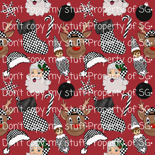 Red Checkered Rudolph Seamless
