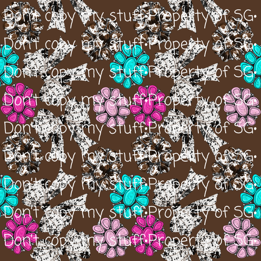 Brown Bows & Conchos Seamless