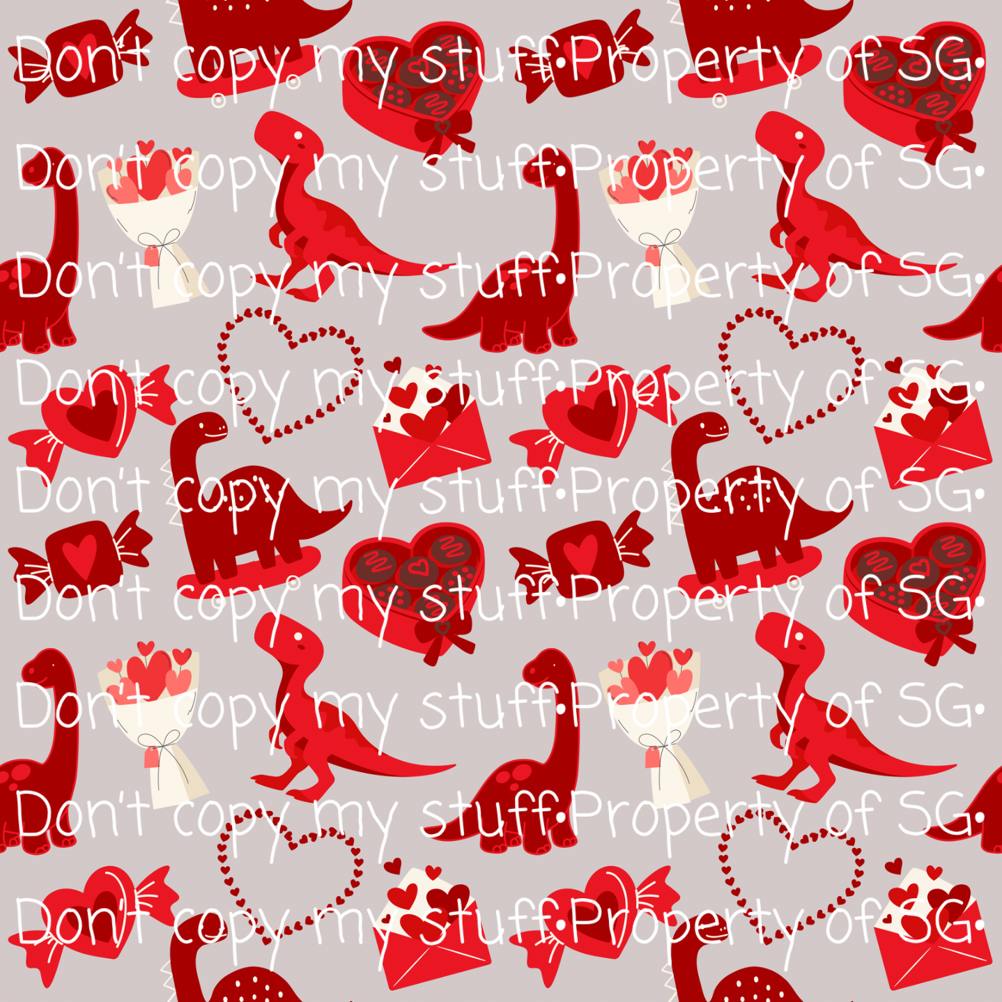 Red Dino Valentine’s Seamless