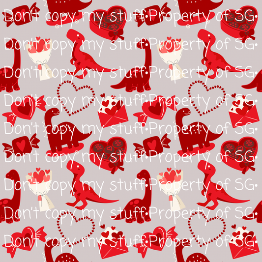 Red Dino Valentine’s Seamless