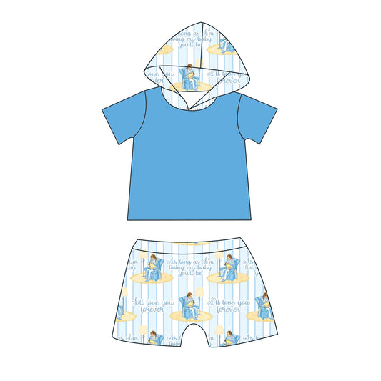 Love You Hooded Shorts Set