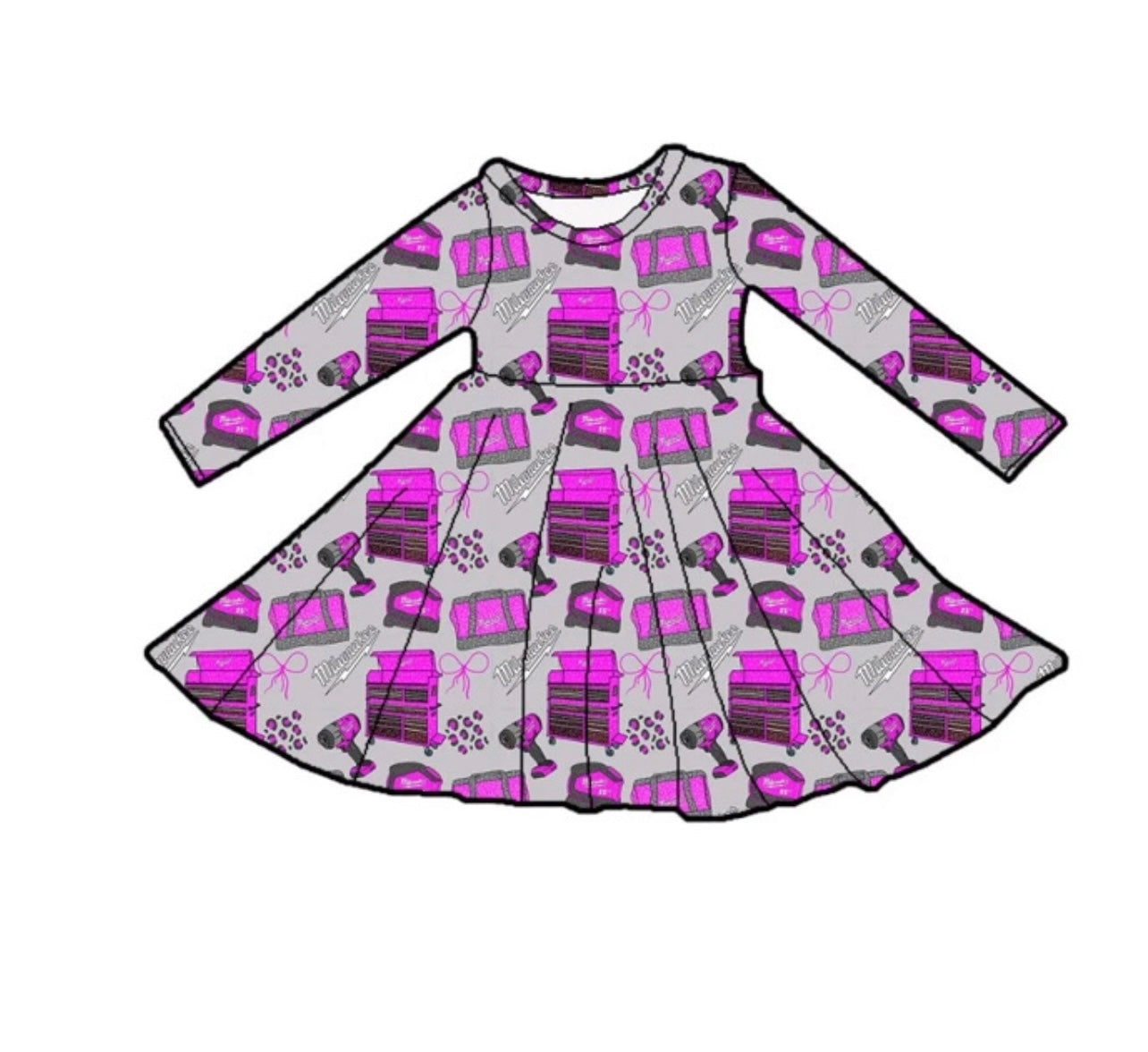 Leopard Tool Box Long Sleeve Dress