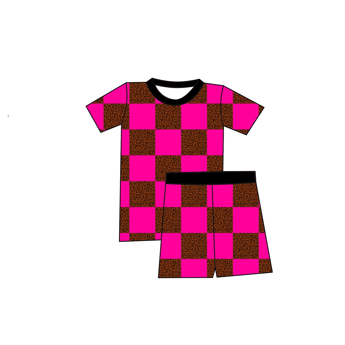 Wild Checks Pajama Shorts Set