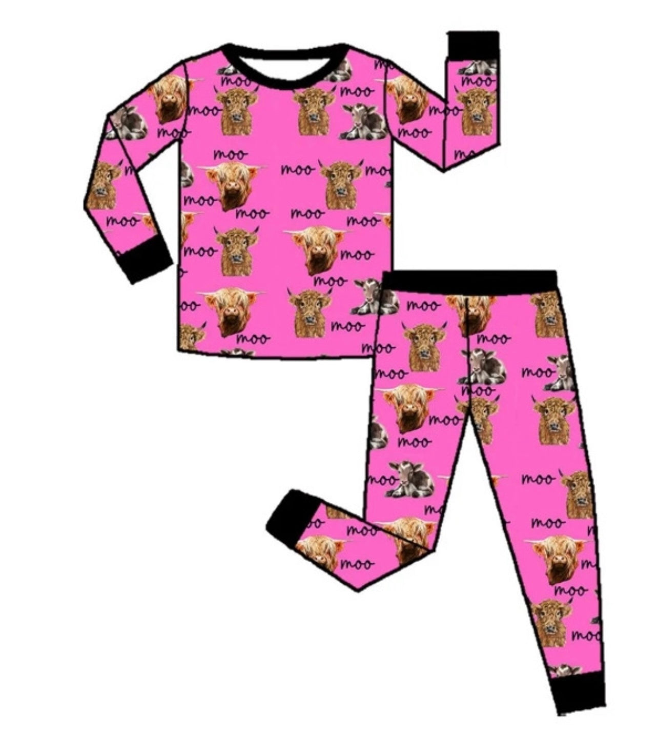 Pink Everywhere a Moo Moo 2 Piece