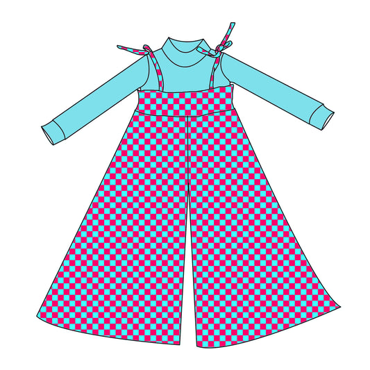 Cutesy Checks Flare Romper & Top