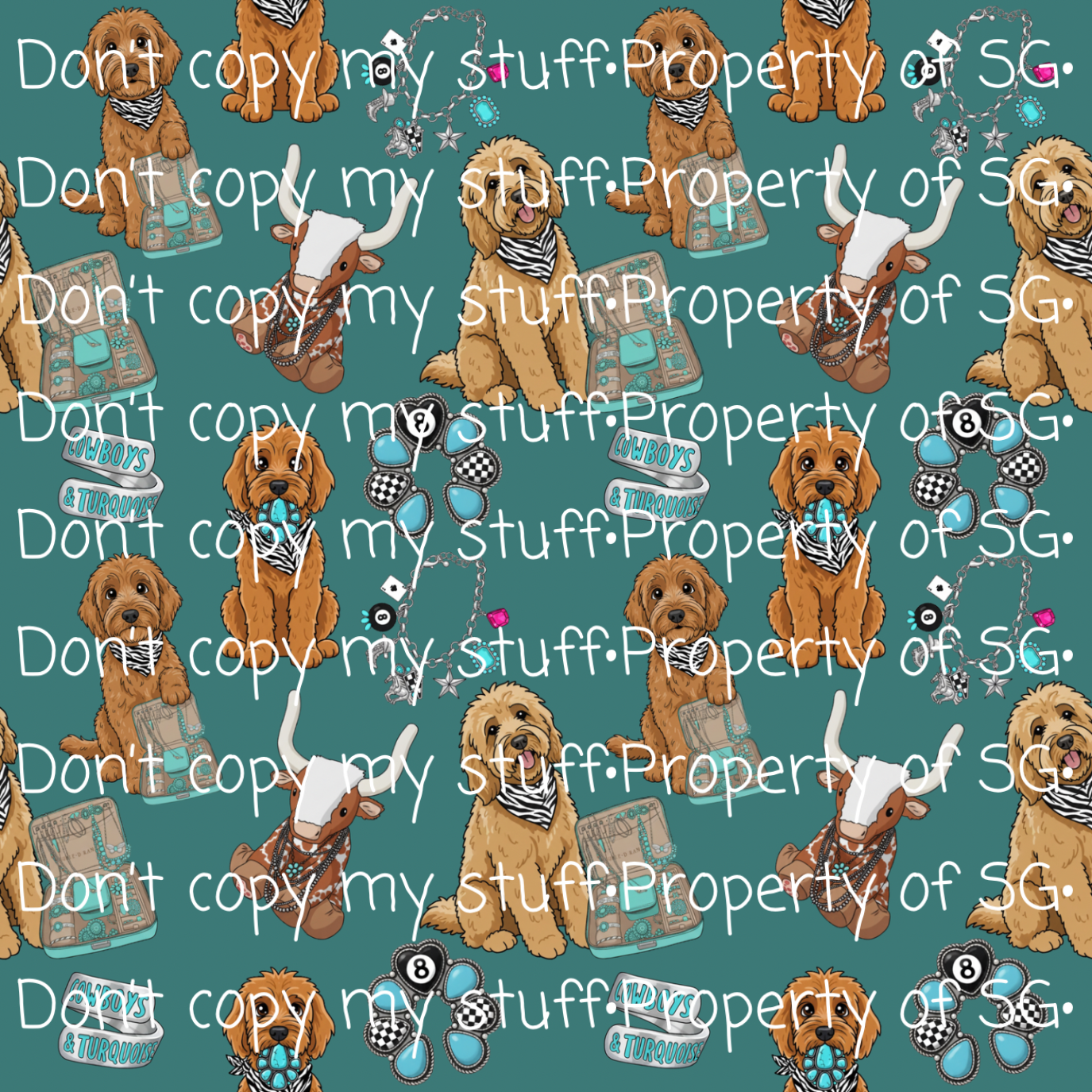 Turquoise Doodle Seamless