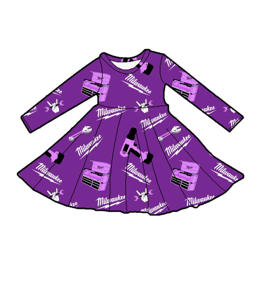 Purple Tool Box Long Sleeve Dress