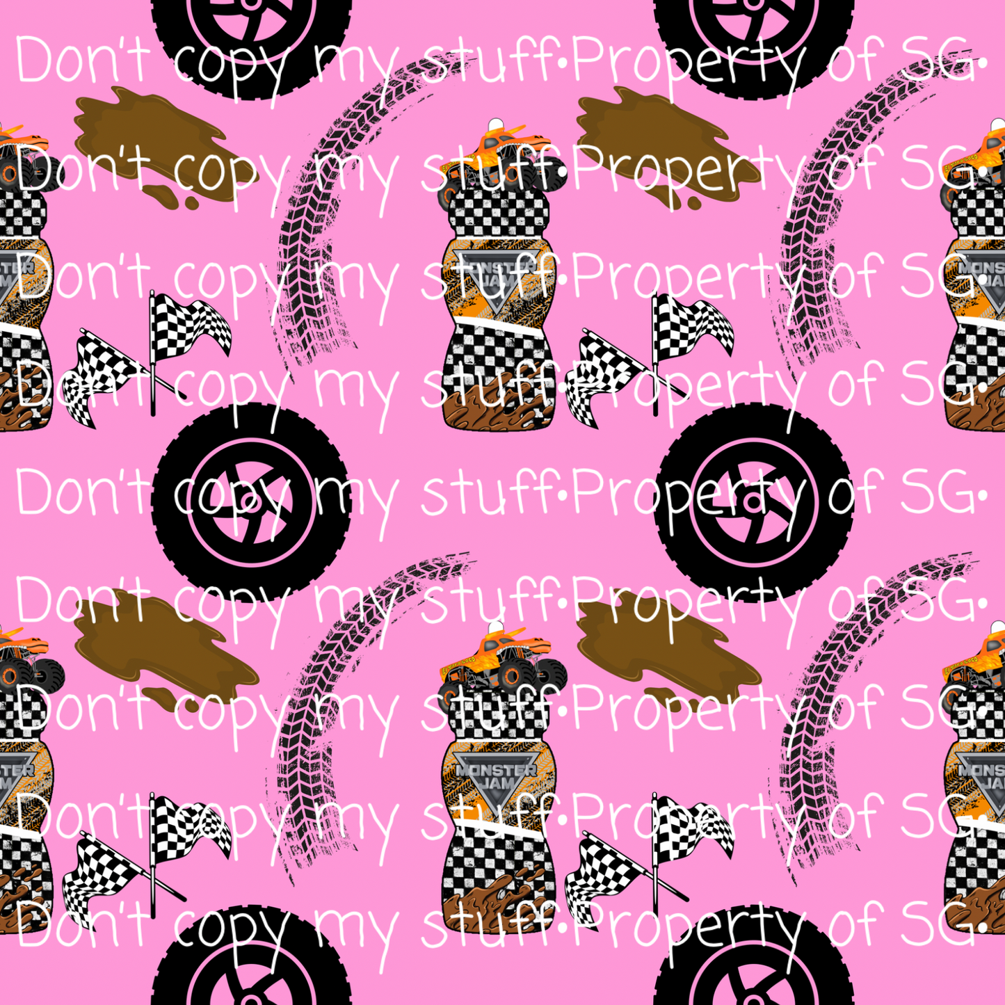 Pink Juice Monster Trucks Seamless