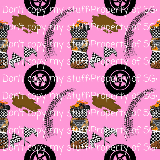 Pink Juice Monster Trucks Seamless