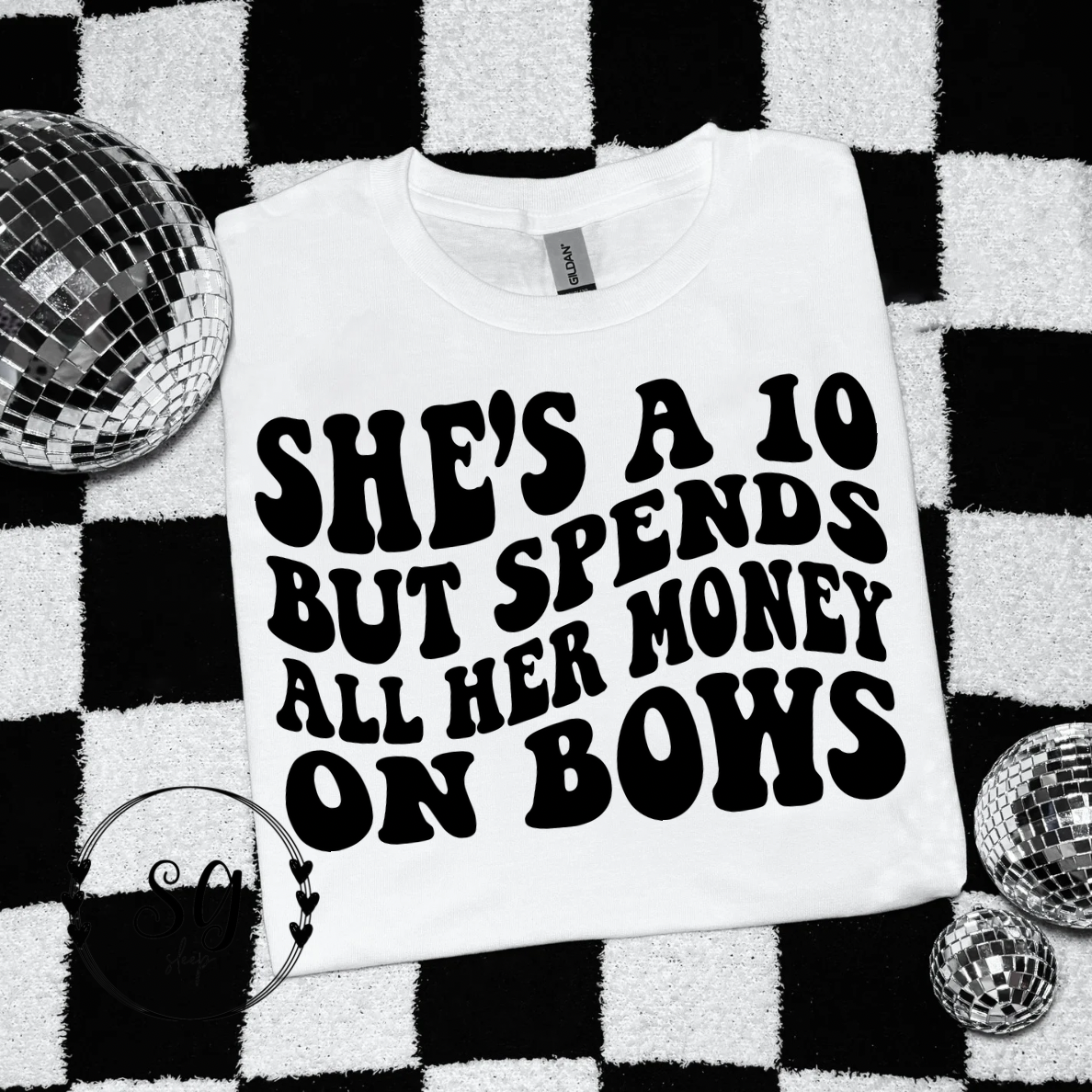 Spends all her $ on Bows Tee
